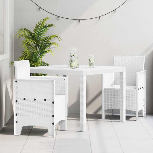 vidaXL Garden Dining Set 3 pcs White Polypropylene