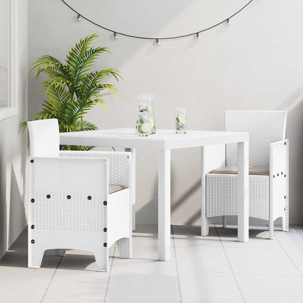 vidaXL Garden Dining Set 3 pcs White Polypropylene