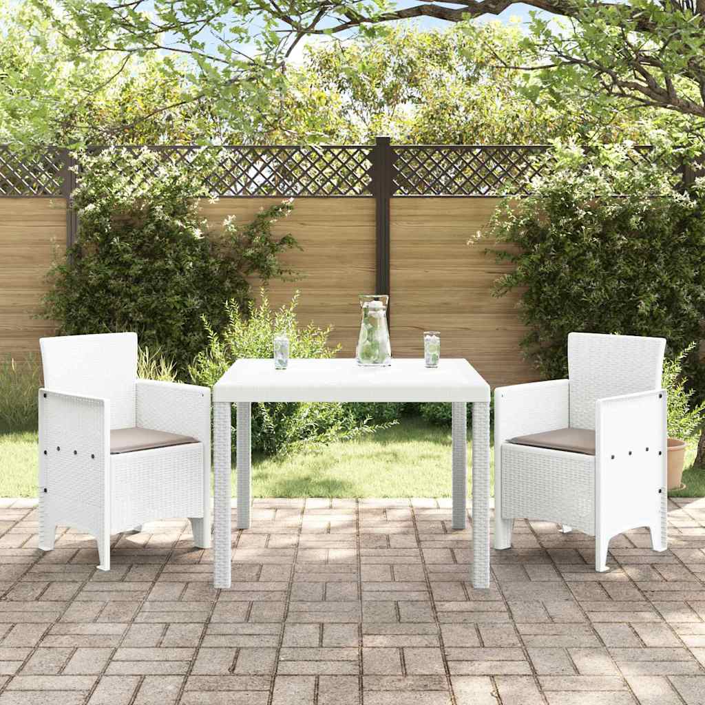 vidaXL Garden Dining Set 3 pcs White Polypropylene