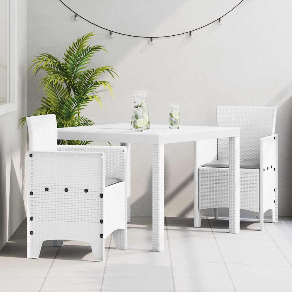 vidaXL Garden Dining Set 3 pcs White Polypropylene