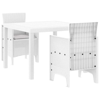 vidaXL Garden Dining Set 3 pcs White Polypropylene