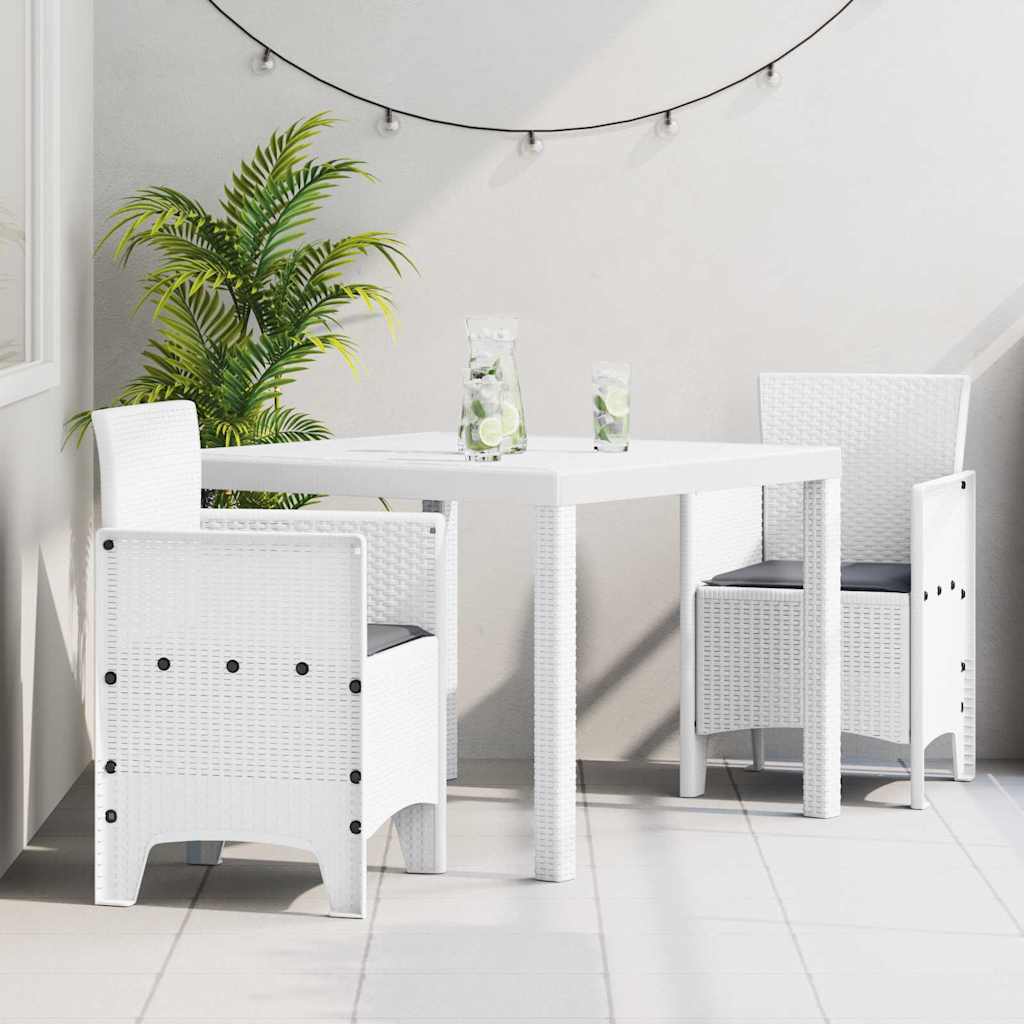 vidaXL Garden Dining Set 3 pcs White Polt rattan
