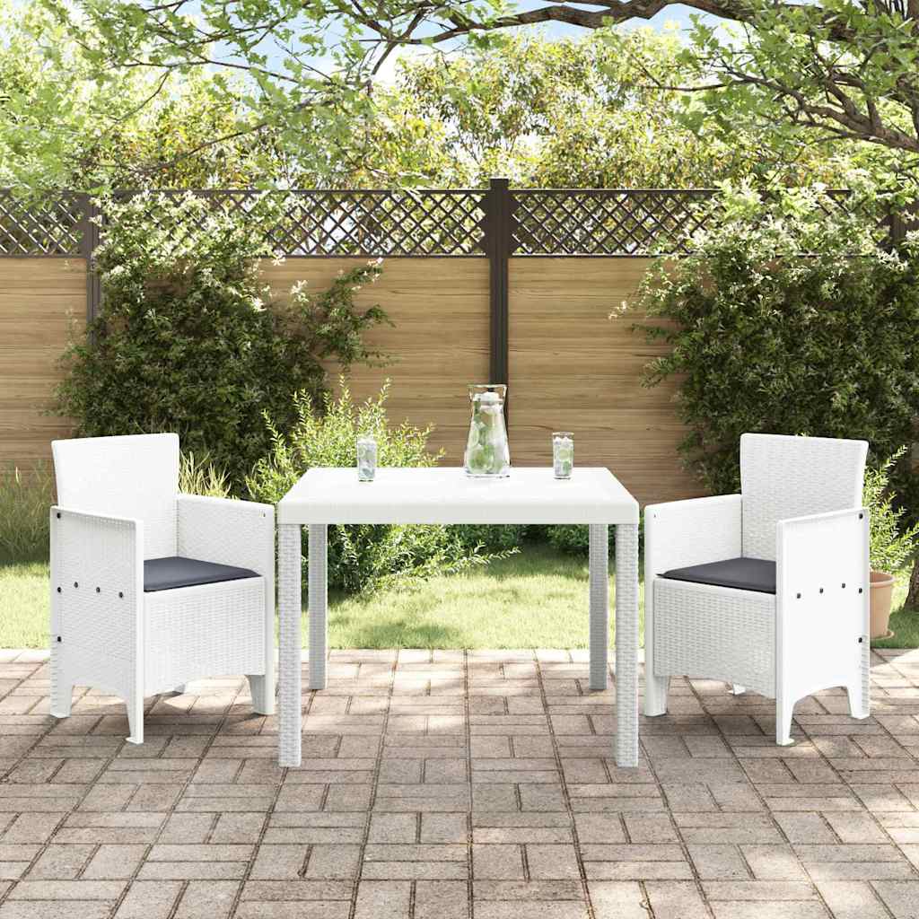 vidaXL Garden Dining Set 3 pcs White Polt rattan