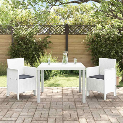 vidaXL Garden Dining Set 3 pcs White Polt rattan