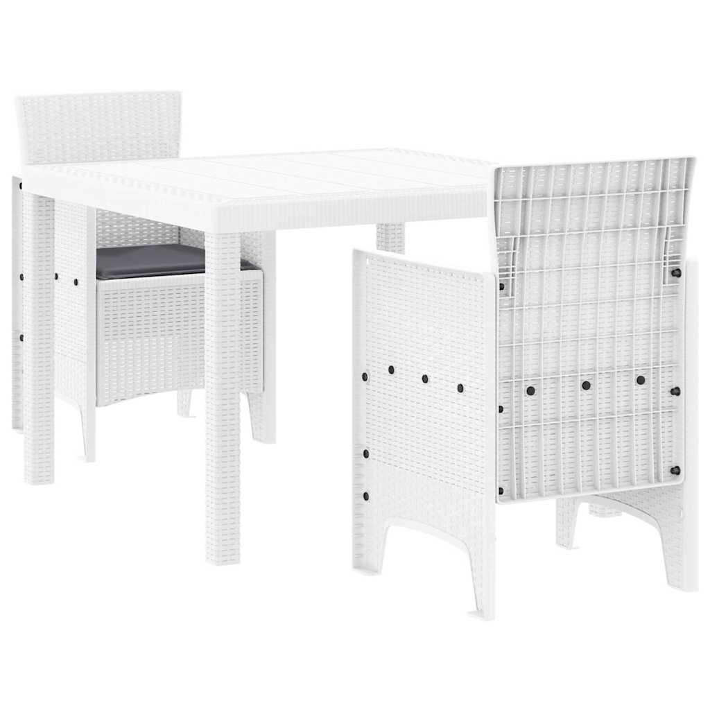 vidaXL Garden Dining Set 3 pcs White Polt rattan