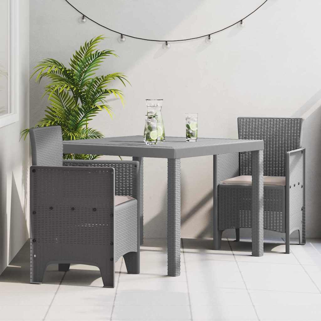 vidaXL Garden Dining Set 3 pcs Light Grey Polypropylene