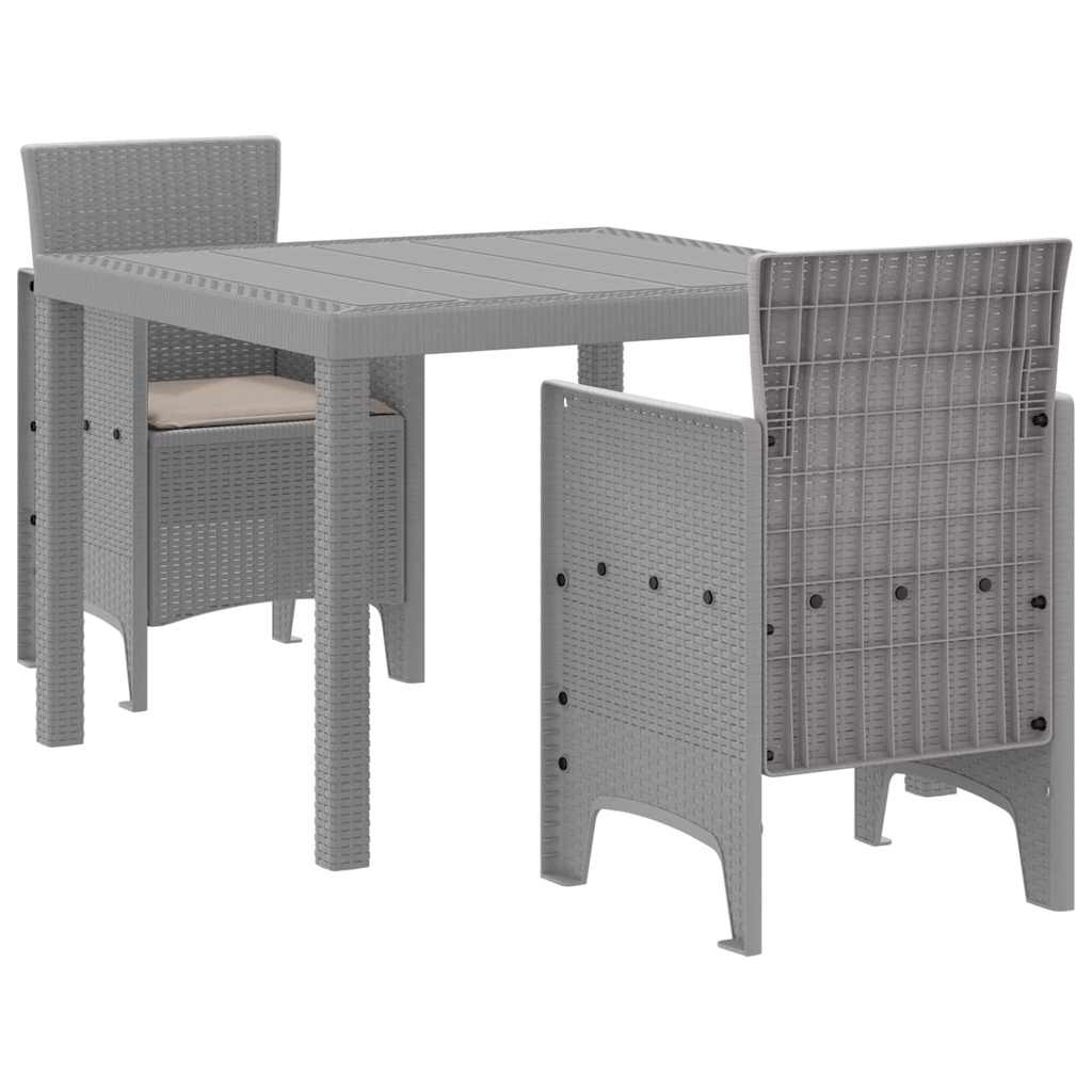 vidaXL Garden Dining Set 3 pcs Light Grey Polypropylene