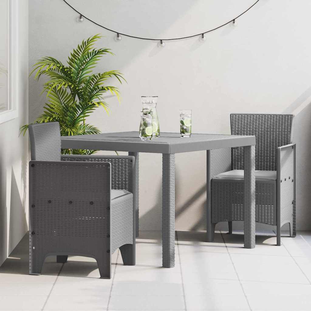 vidaXL Garden Dining Set 3 pcs Light Grey Polt rattan