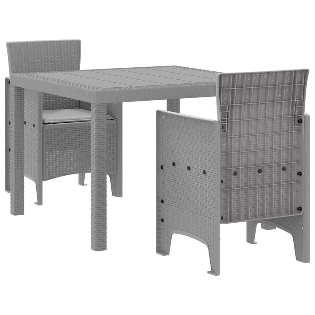 vidaXL Garden Dining Set 3 pcs Light Grey Polt rattan