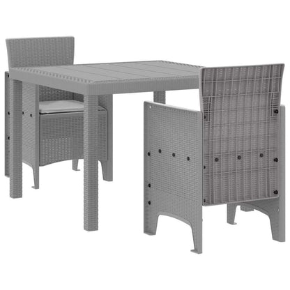 vidaXL Garden Dining Set 3 pcs Light Grey Polt rattan