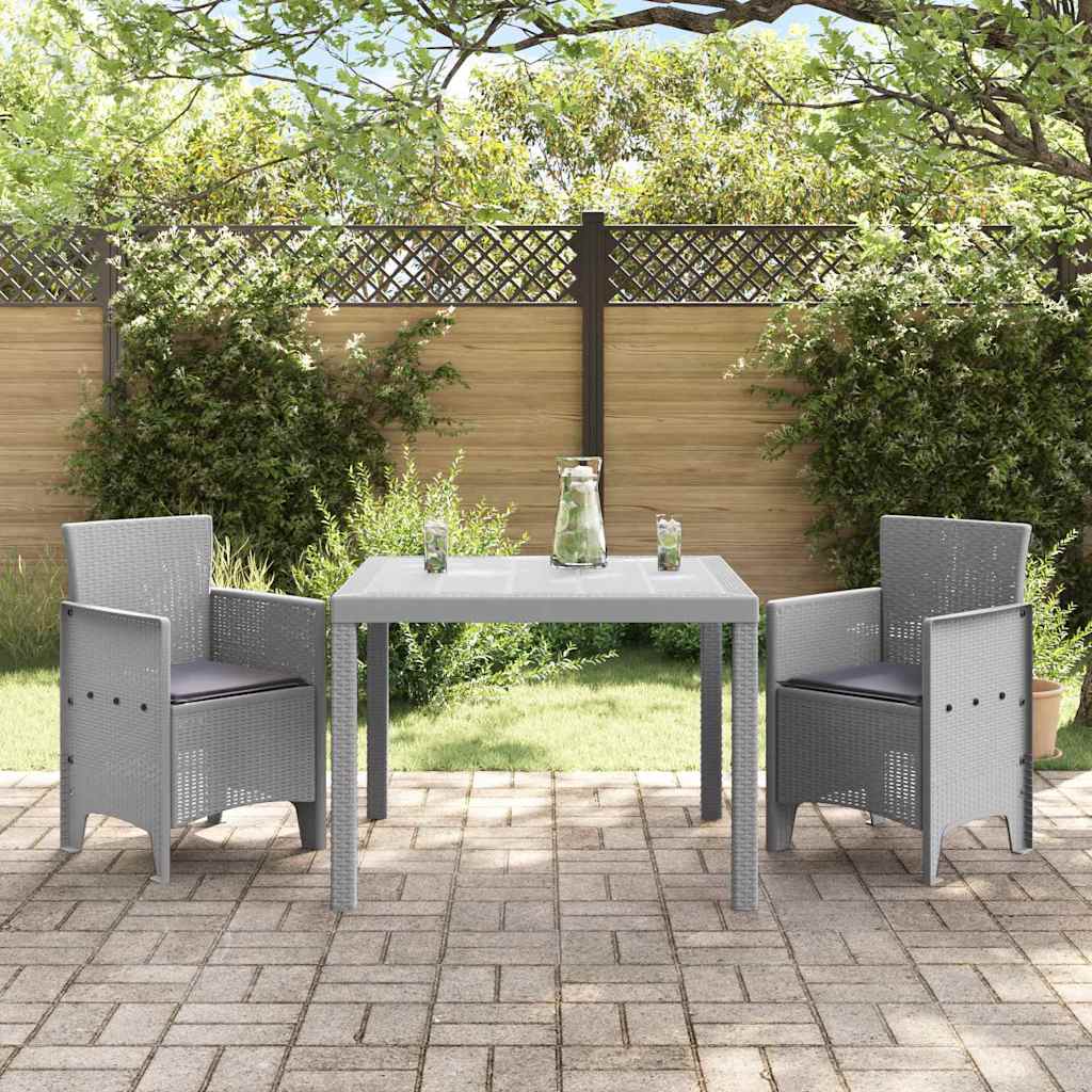 vidaXL Garden Dining Set 3 pcs Light Grey Polt rattan