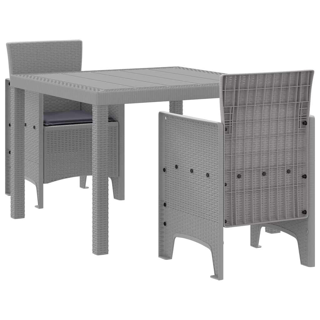 vidaXL Garden Dining Set 3 pcs Light Grey Polt rattan