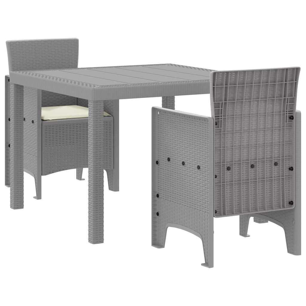 vidaXL Garden Dining Set 3 pcs Light Grey Polypropylene