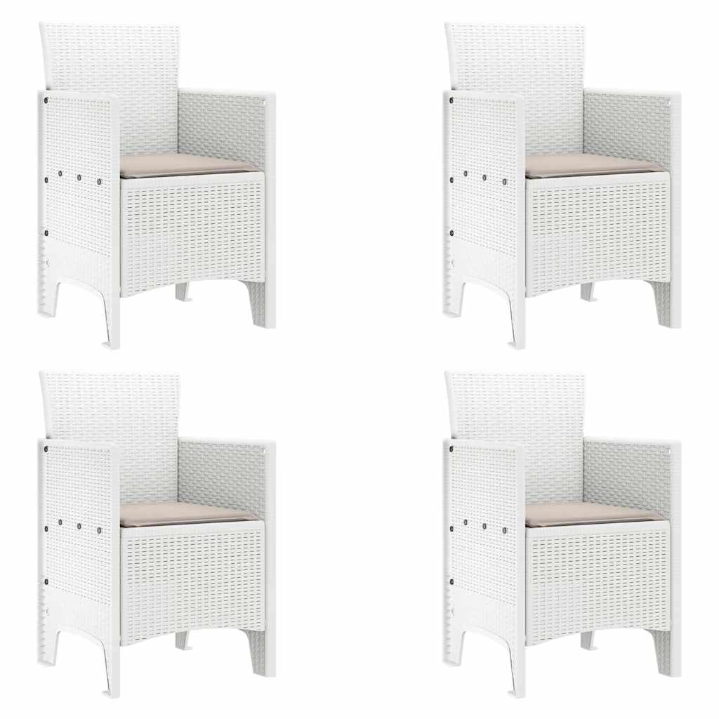 vidaXL Garden Dining Set 5 pcs White Polt rattan