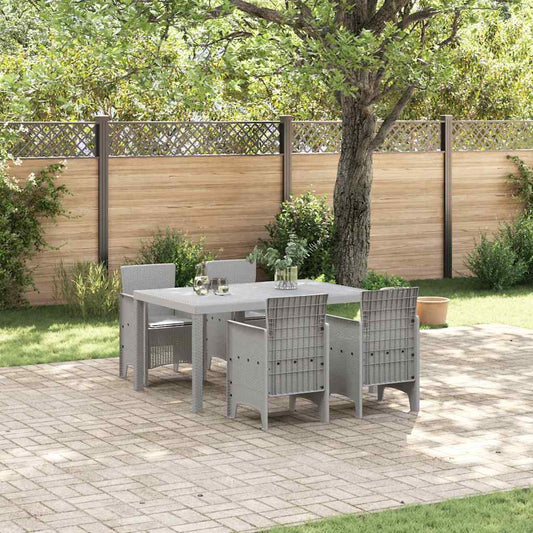 vidaXL Garden Dining Set 5 pcs Light Grey Polt rattan