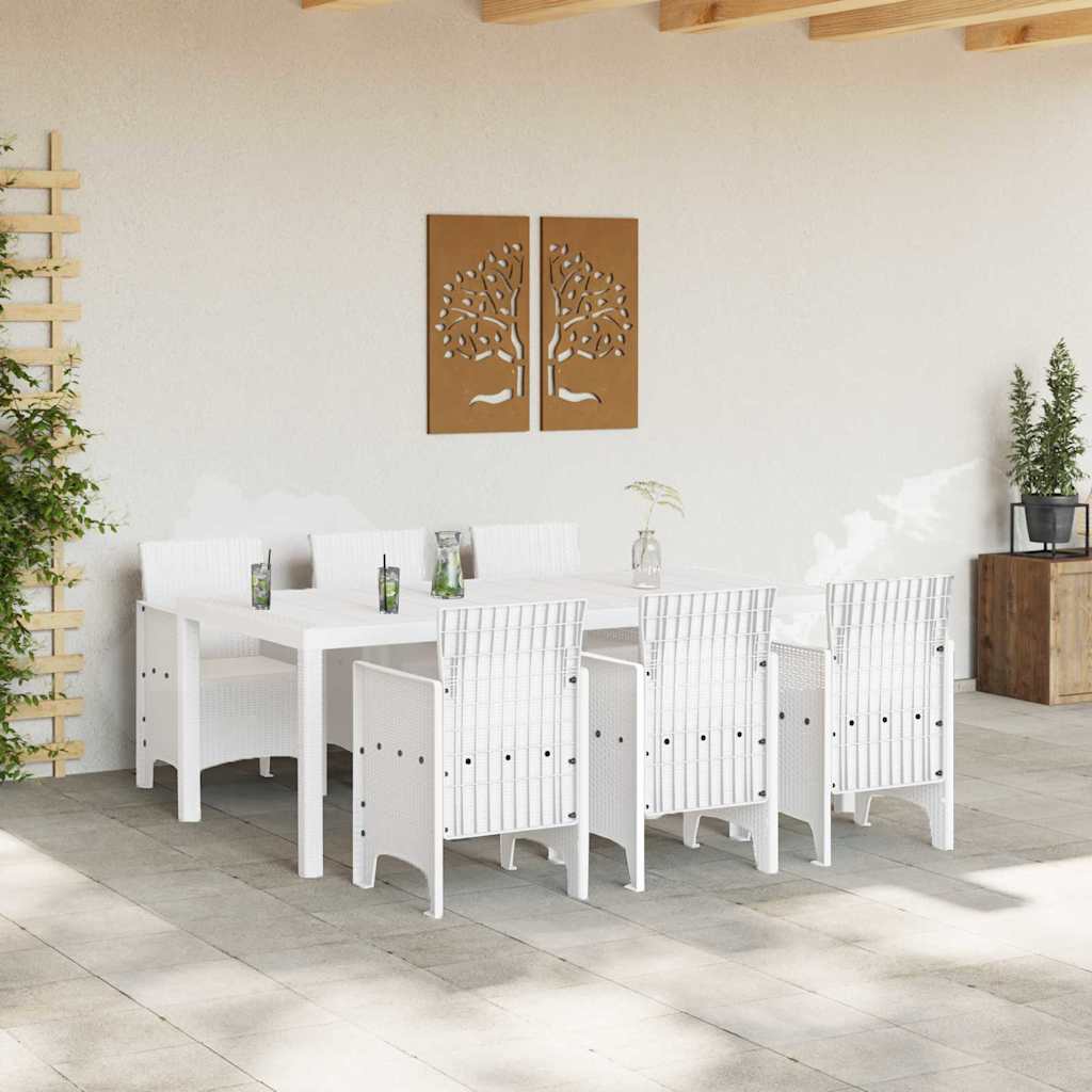 vidaXL Garden Dining Set 7 pcs White Polypropylene