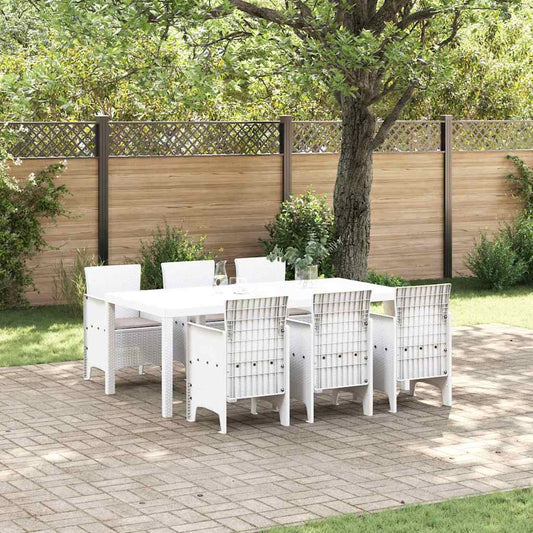 vidaXL Garden Dining Set 7 pcs White Polypropylene