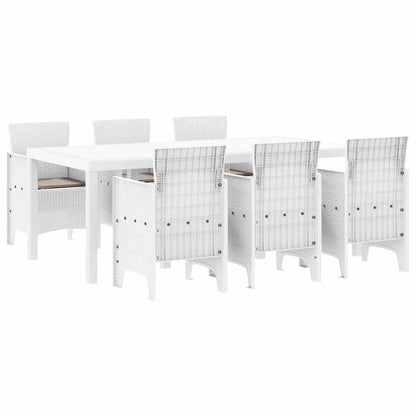 vidaXL Garden Dining Set 7 pcs White Polt rattan