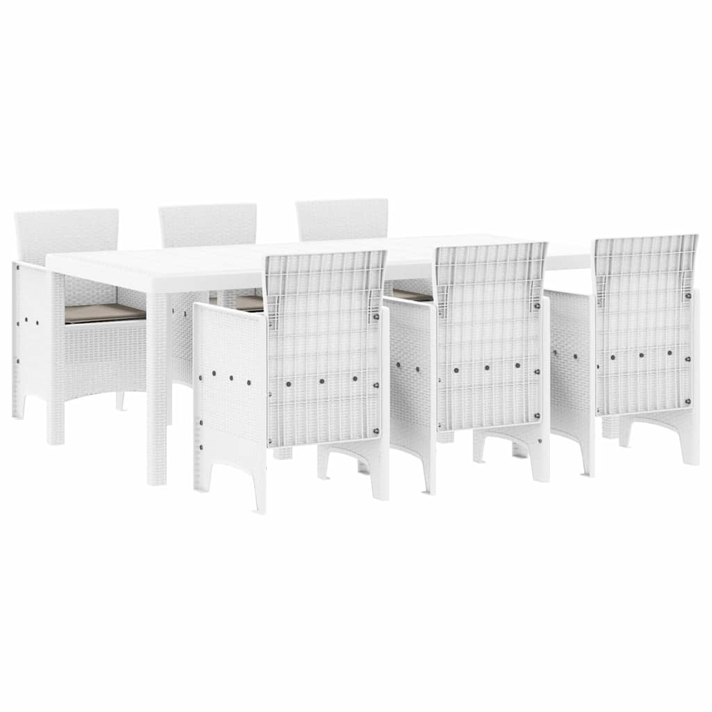 vidaXL Garden Dining Set 7 pcs White Polypropylene