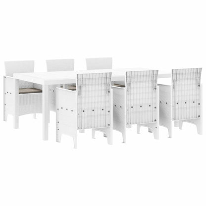 vidaXL Garden Dining Set 7 pcs White Polypropylene