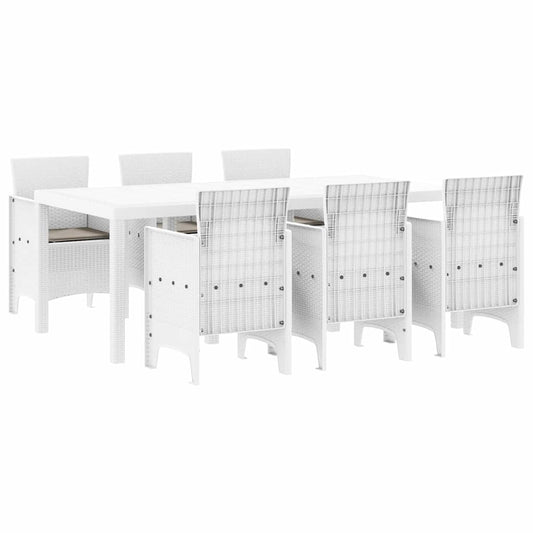 vidaXL Garden Dining Set 7 pcs White Polypropylene