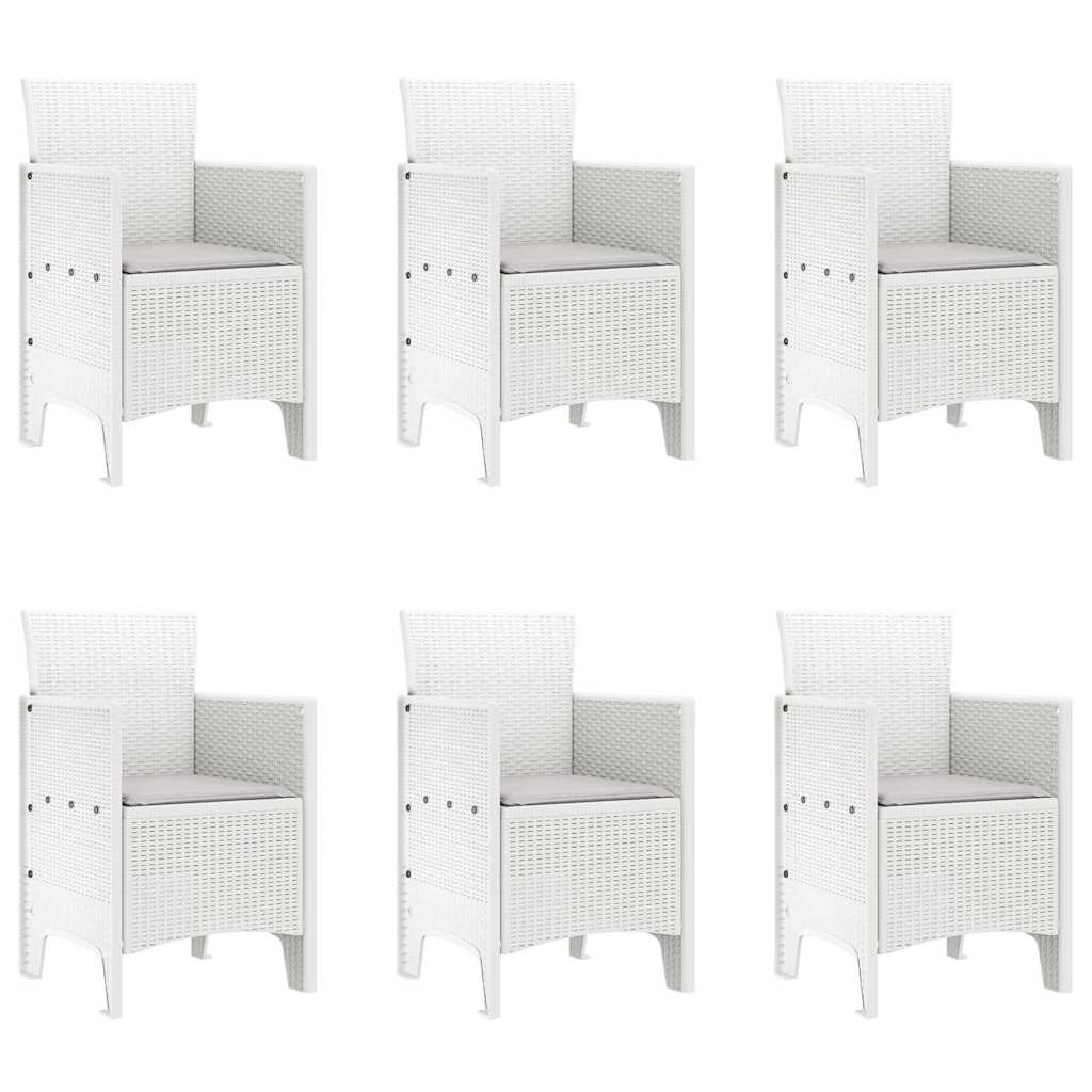 vidaXL Garden Dining Set 7 pcs White Polypropylene