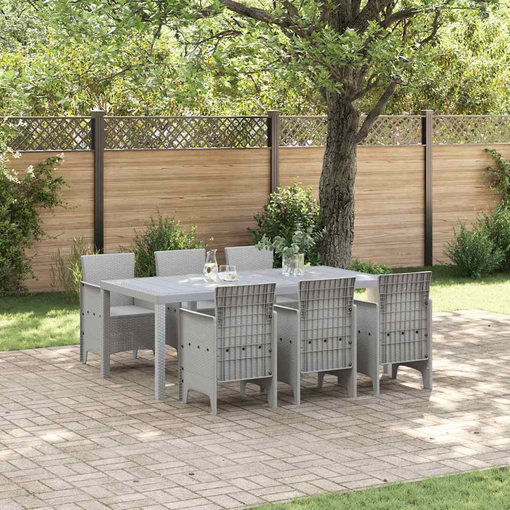 vidaXL Garden Dining Set 7 pcs Light Grey Polypropylene