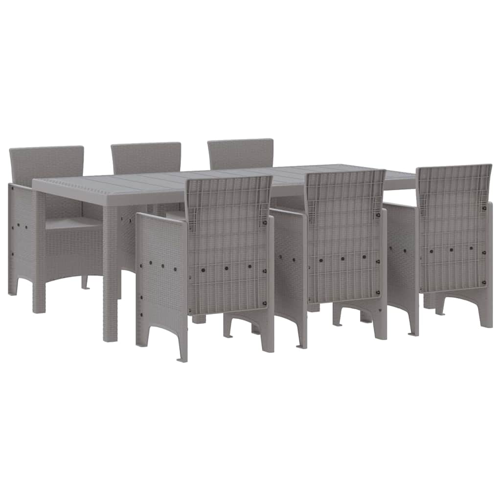 vidaXL Garden Dining Set 7 pcs Light Grey Polypropylene
