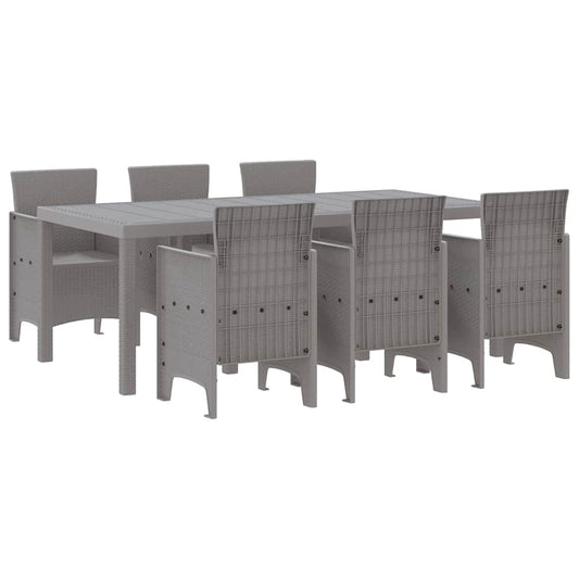 vidaXL Garden Dining Set 7 pcs Light Grey Polypropylene