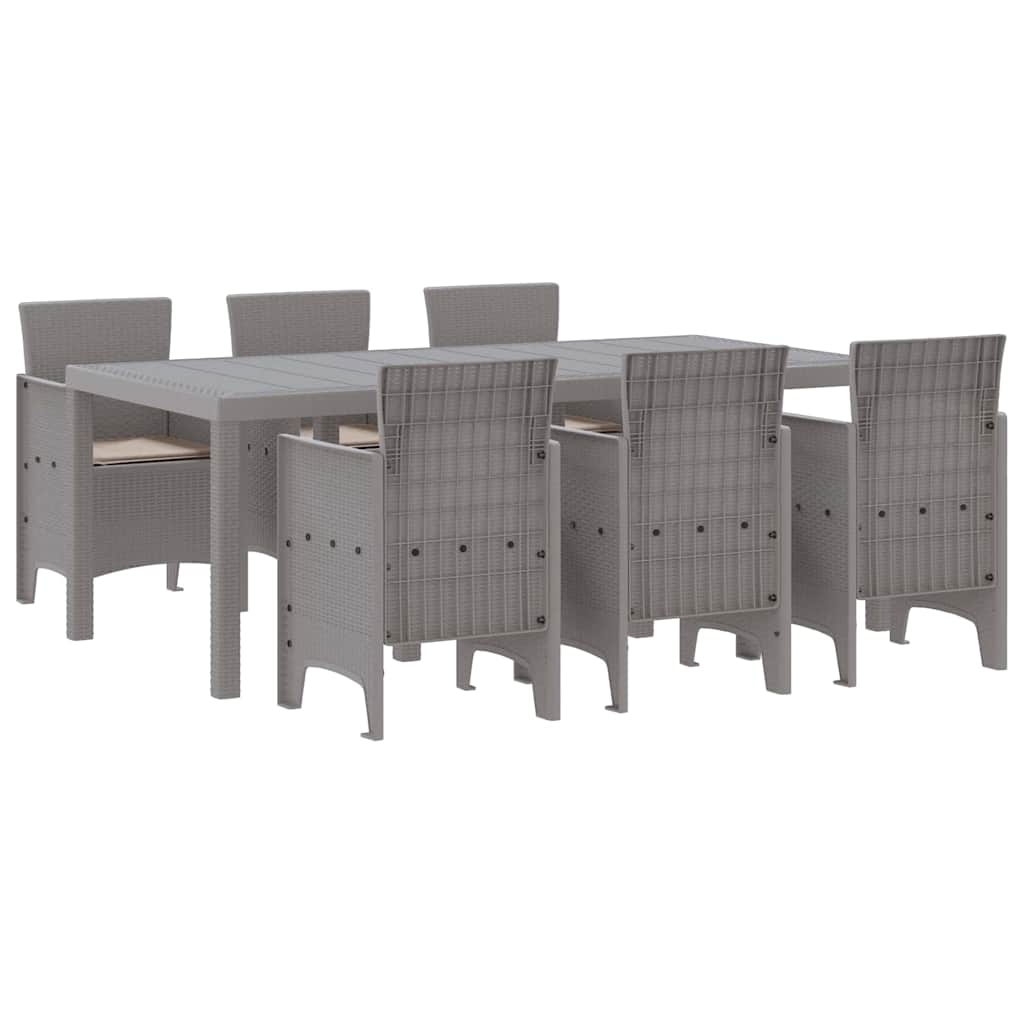 vidaXL Garden Dining Set 7 pcs Light Grey Polypropylene