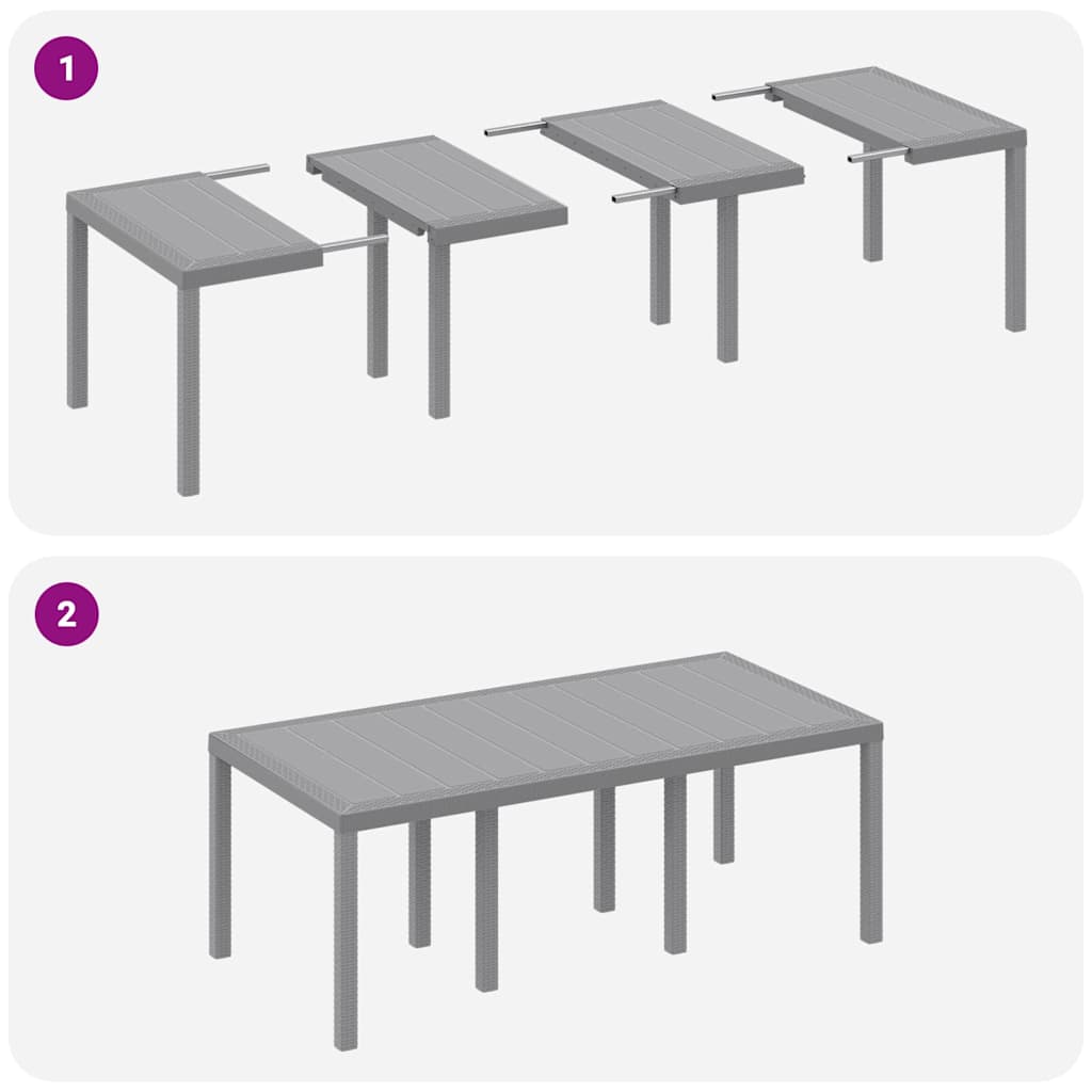 vidaXL Garden Dining Set 7 pcs Light Grey Polypropylene