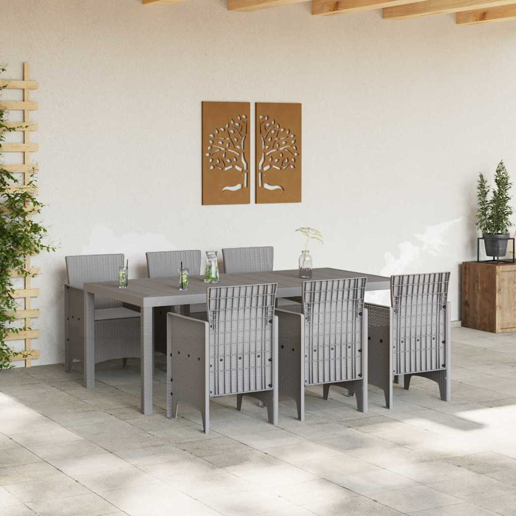 vidaXL Garden Dining Set 7 pcs Light Grey Polypropylene