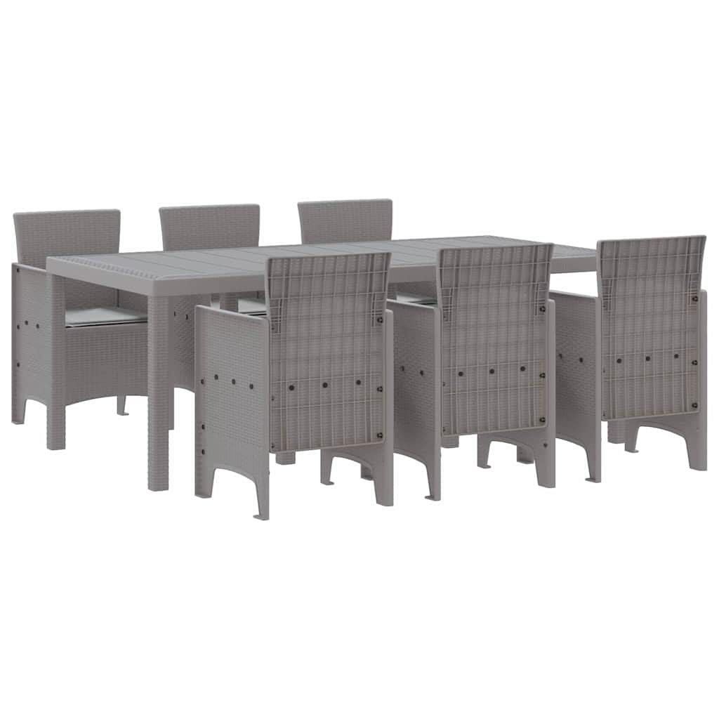 vidaXL Garden Dining Set 7 pcs Light Grey Polypropylene