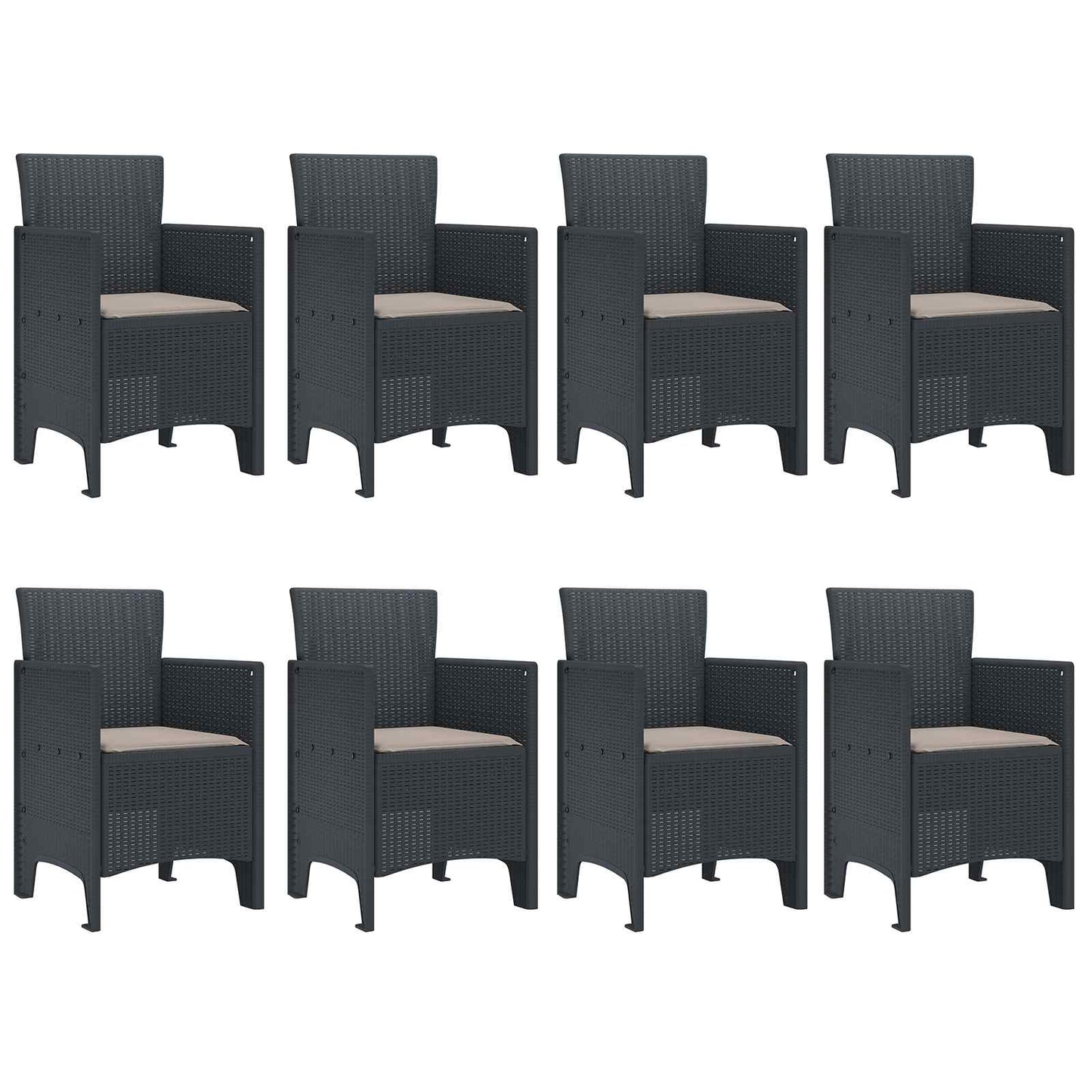 vidaXL Garden Dining Set 9 pcs Anthracite Polypropylene