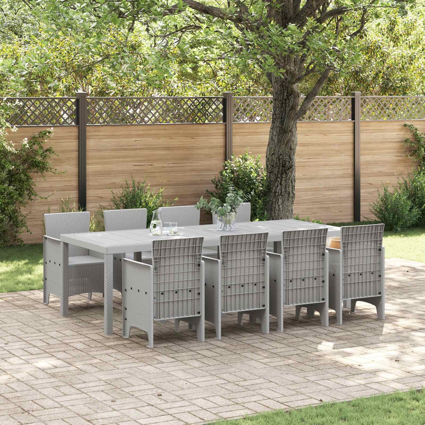 vidaXL Garden Dining Set 9 pcs White Polypropylene