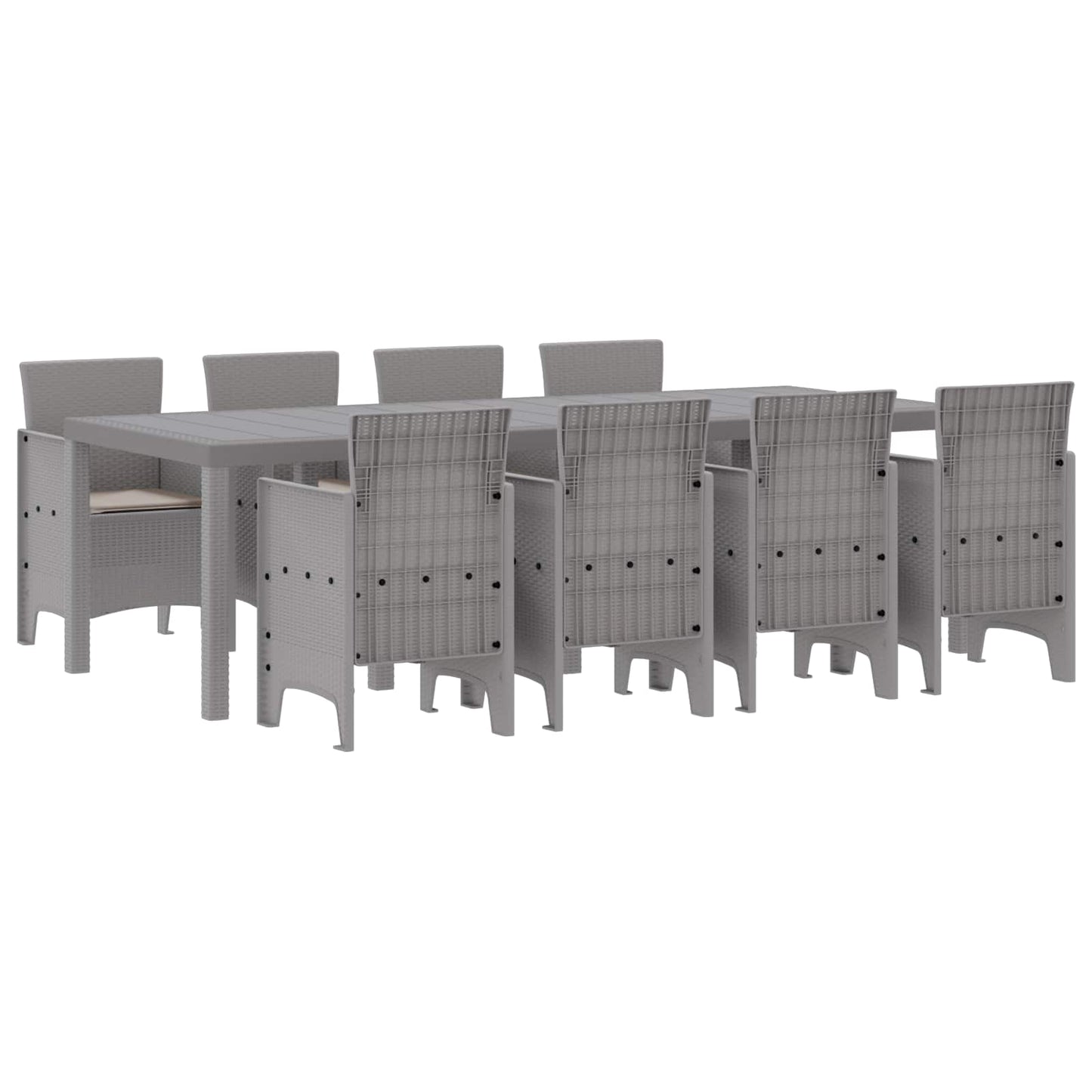vidaXL Garden Dining Set 9 pcs White Polypropylene