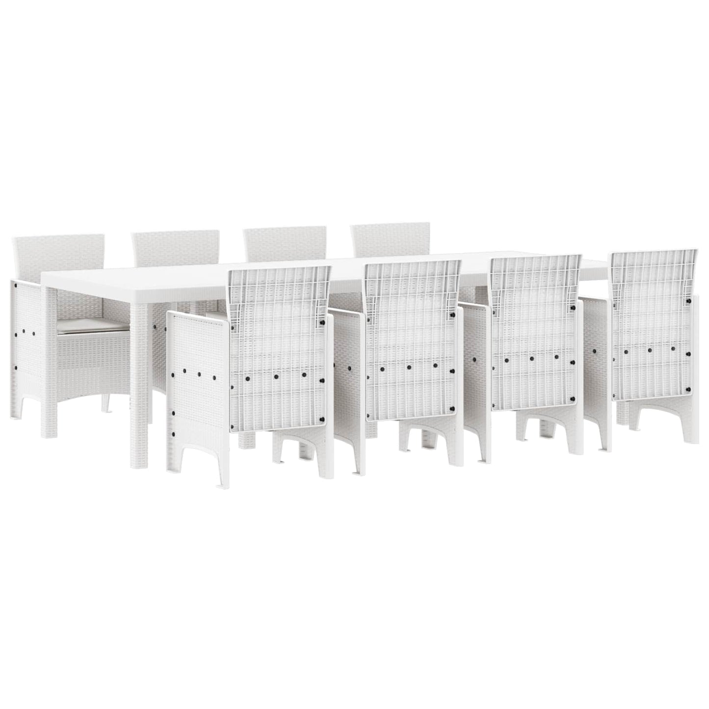 vidaXL Garden Dining Set 9 pcs White Polypropylene