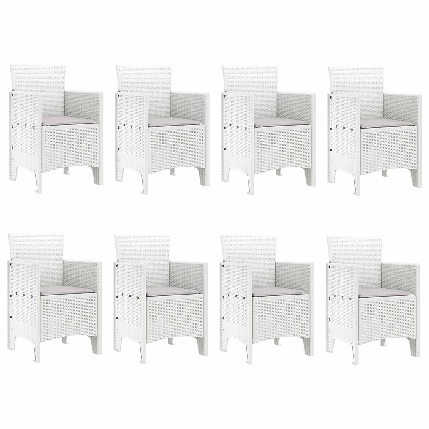 vidaXL Garden Dining Set 9 pcs White Polypropylene