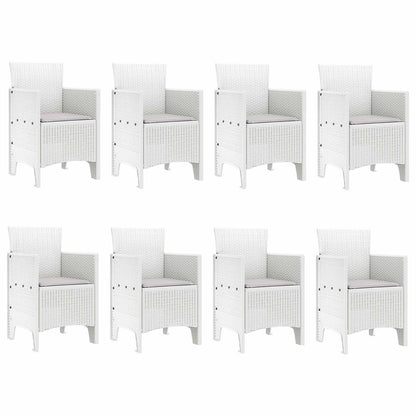 vidaXL Garden Dining Set 9 pcs White Polypropylene