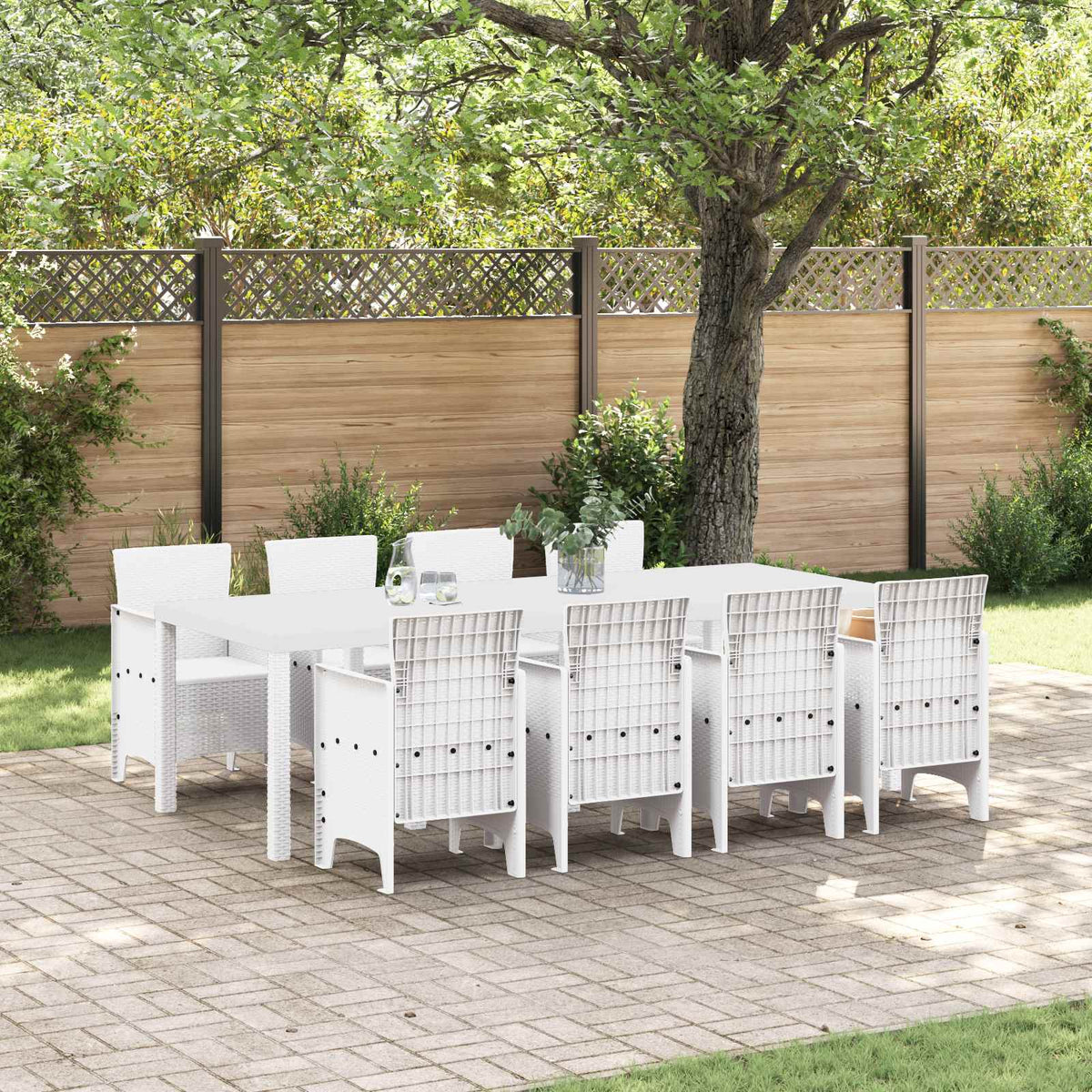 vidaXL Garden Dining Set 9 pcs Light Grey Polypropylene