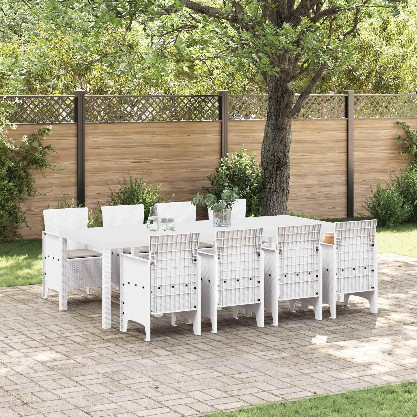 vidaXL Garden Dining Set 9 pcs Light Grey Polypropylene