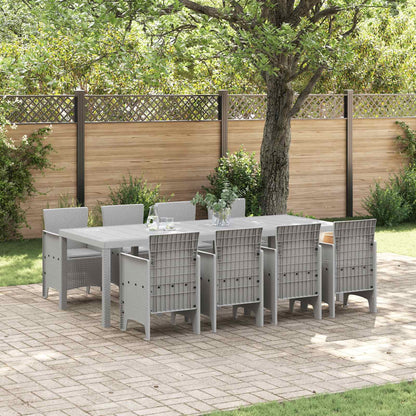 vidaXL Garden Dining Set 9 pcs Light Grey Polypropylene