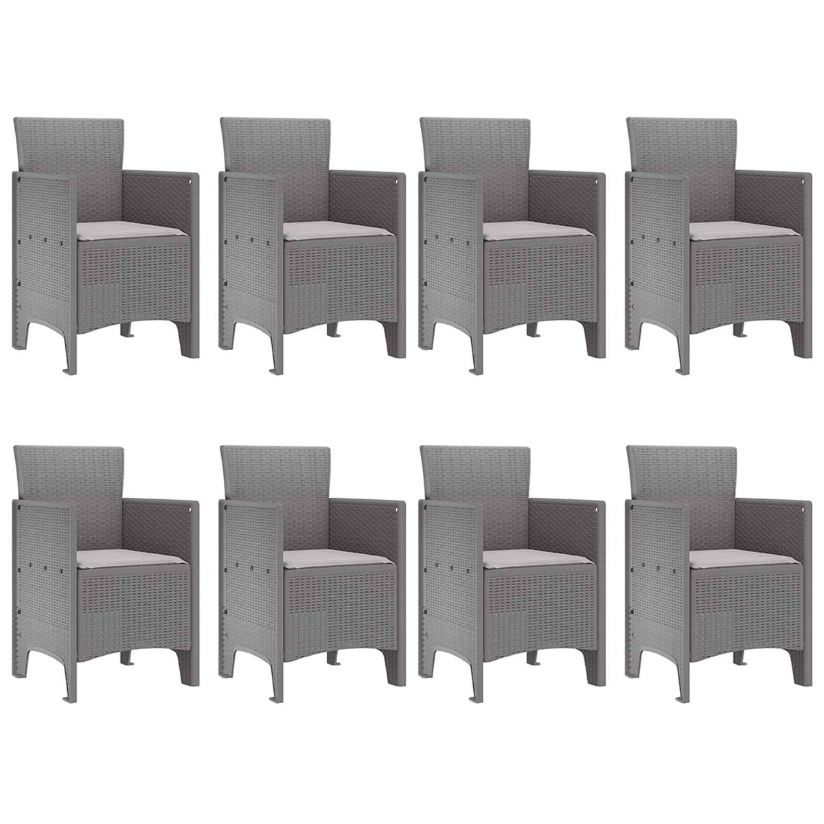 vidaXL Garden Dining Set 9 pcs Light Grey Polypropylene