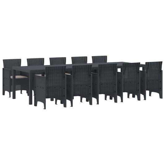 vidaXL Garden Dining Set 11 pcs Anthracite Poly rattan
