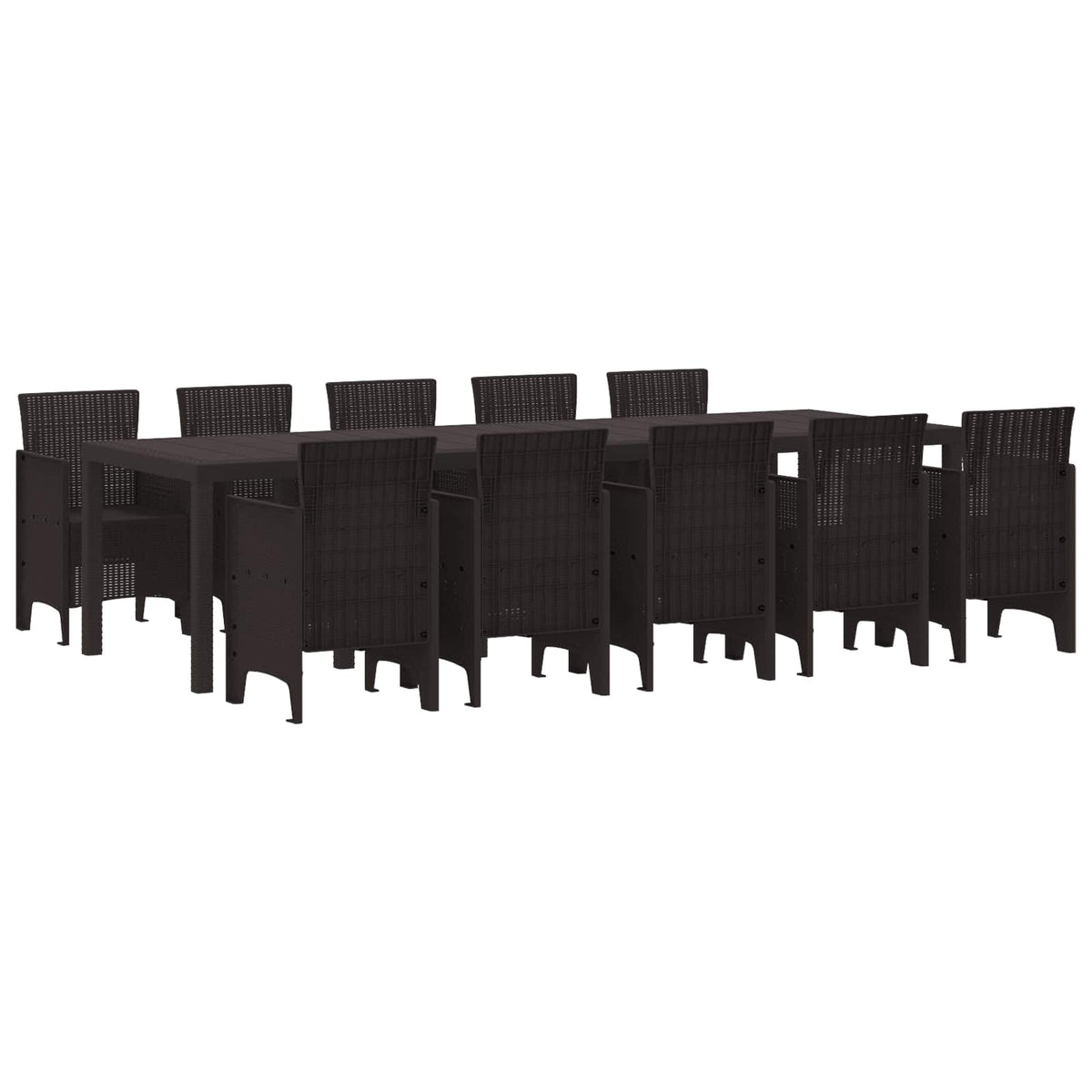 vidaXL Garden Dining Set 11 pcs Brown Rattan