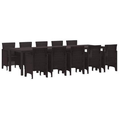 vidaXL Garden Dining Set 11 pcs Brown Rattan