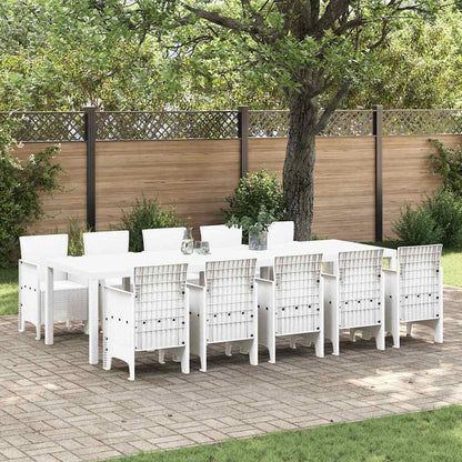 vidaXL Garden Dining Set 11 pcs White Rattan and Steel