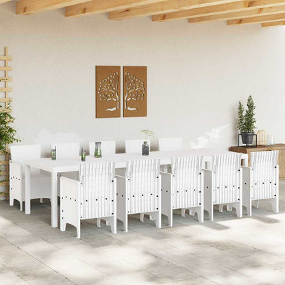 vidaXL Garden Dining Set 11 pcs White Rattan and Steel