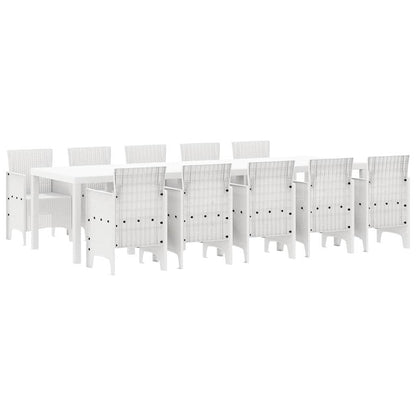 vidaXL Garden Dining Set 11 pcs White Rattan and Steel