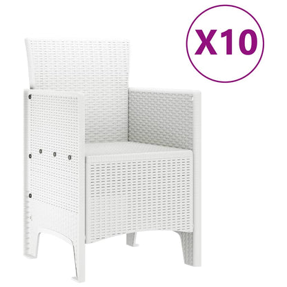 vidaXL Garden Dining Set 11 pcs White Rattan and Steel